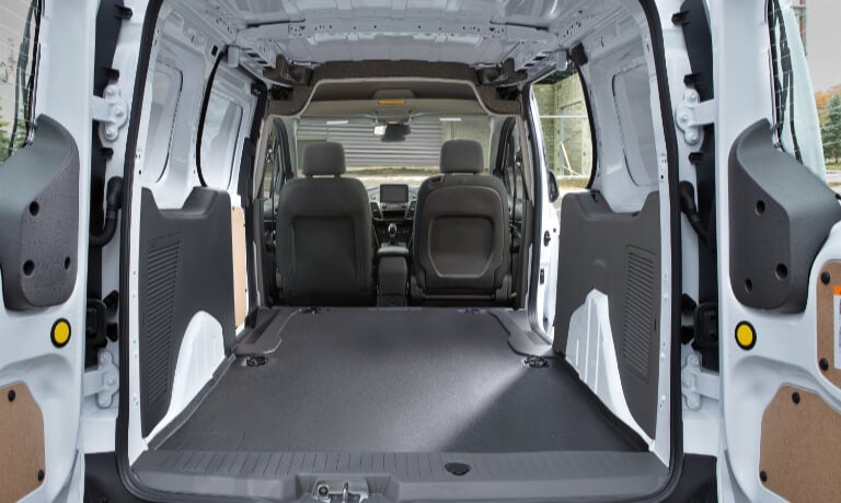 2023 Ford E-Transit cargo space with seats folded down